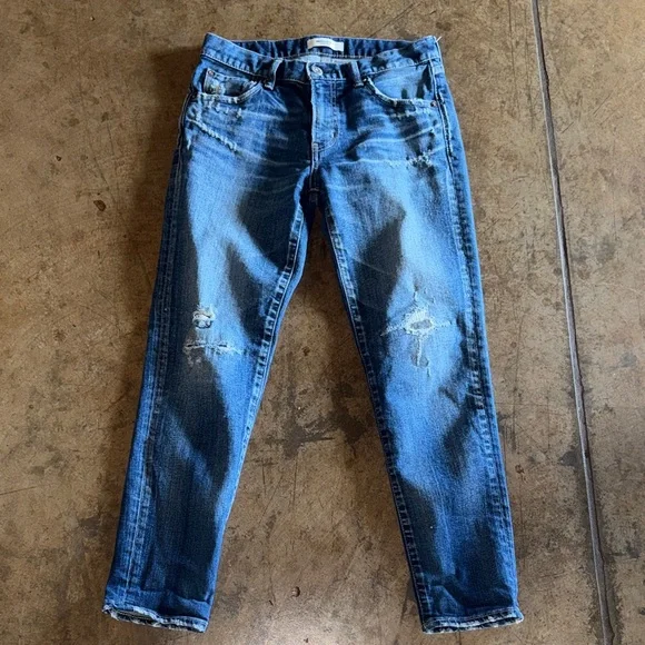 MOUSSY VINTAGEBRIDGEVILLE SLIM STRAIGHT distressed jeans XS